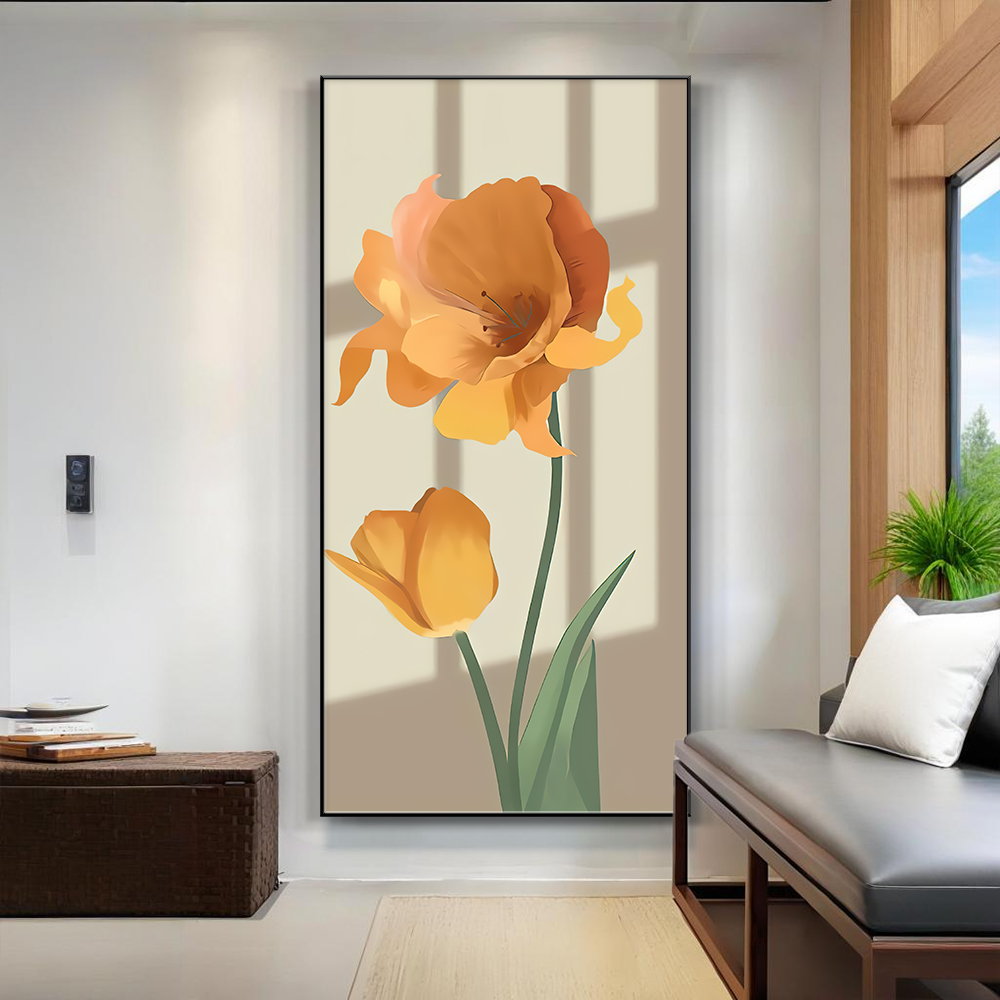 花卉玄关装饰画晶瓷装饰画轻奢防水文艺现代晶瓷装饰画走廊画