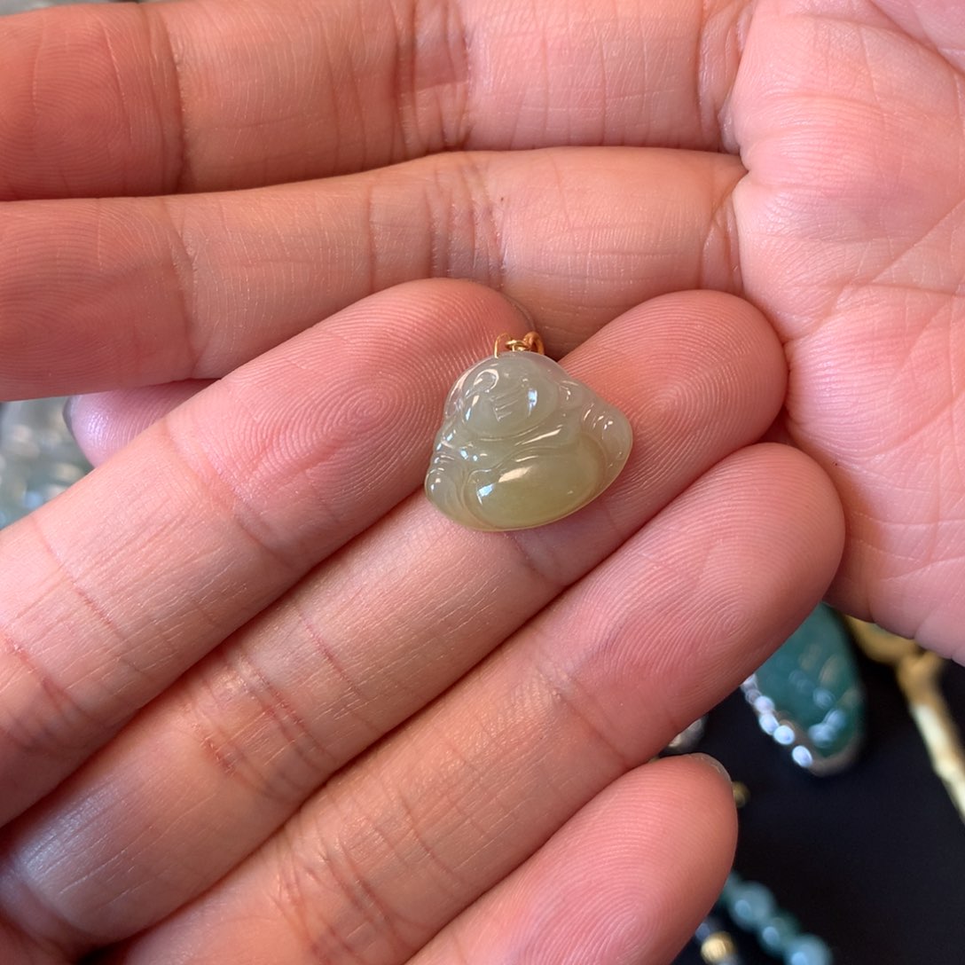 翡翠吊坠(不含链)18K金镶嵌