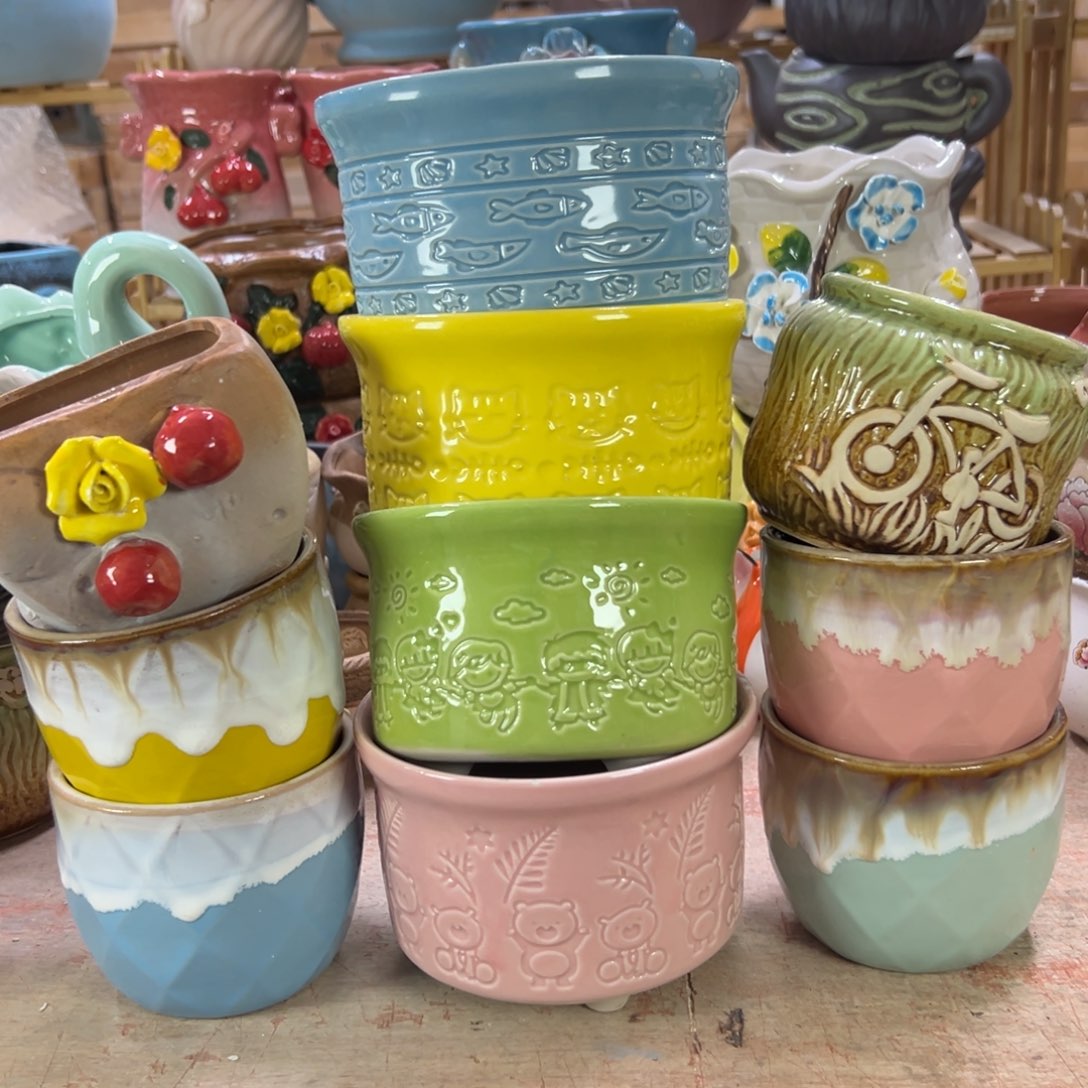 陶瓷花盆特价上新口7-12厘米粉微瑕