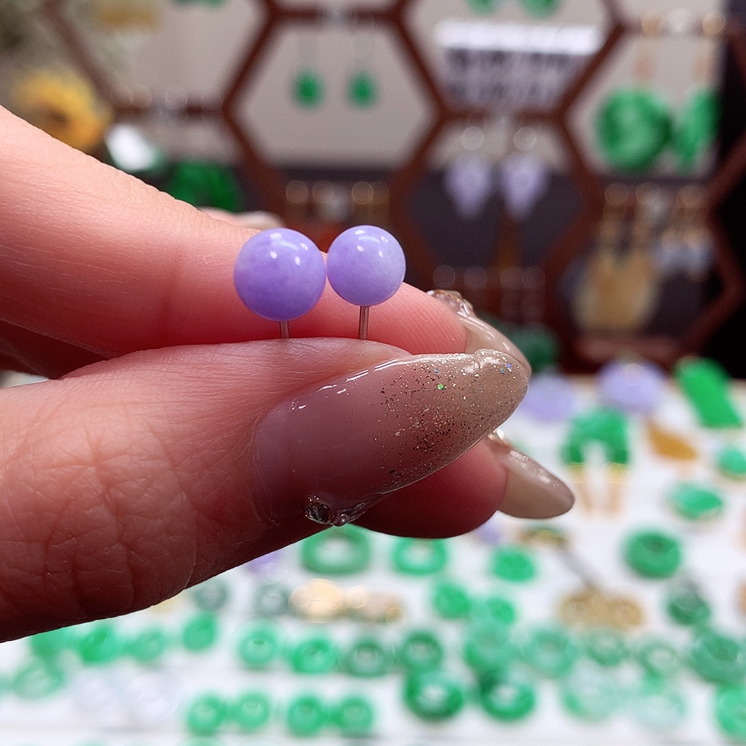翡翠耳饰18K金镶嵌天然翡翠