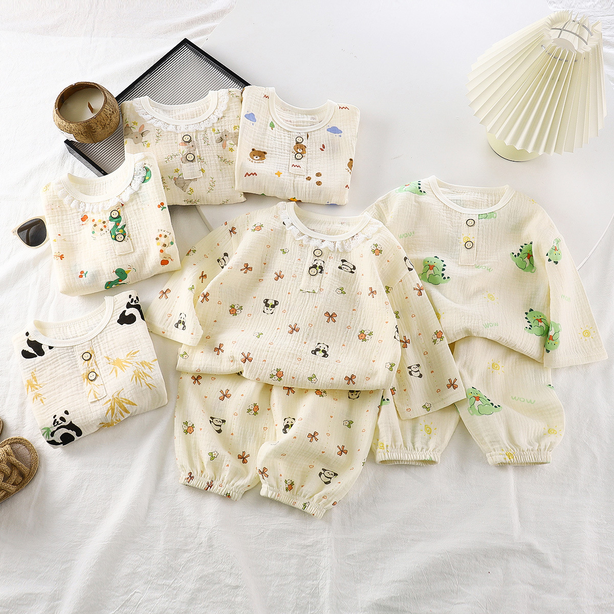 儿童睡衣男童女童100%纯棉A类空调春秋女孩男孩宝宝家居服套装