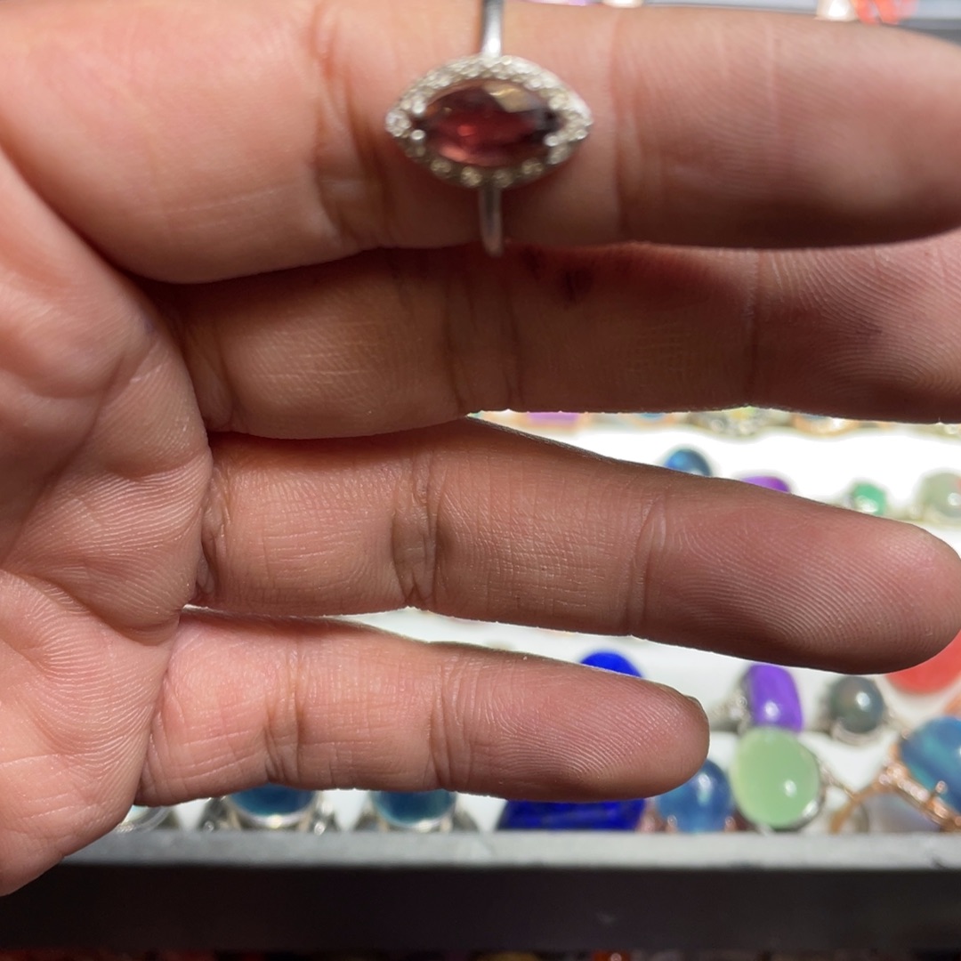 烟晶手链银S800镀金镶嵌