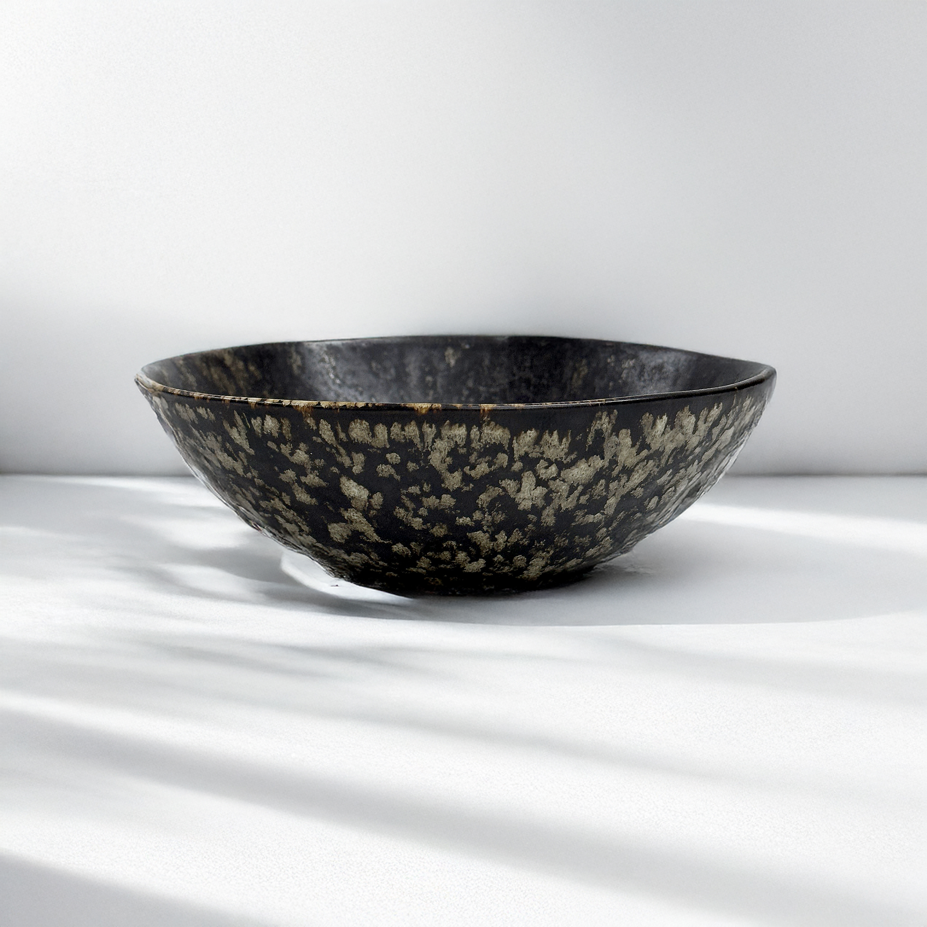 1108/1黑金复古粗陶7英寸碗|微瑕款