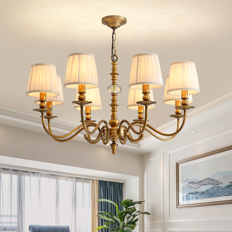 轻法式水晶餐厅轻奢复古布艺吊灯客厅灯大气美式简约客厅卧室吊灯