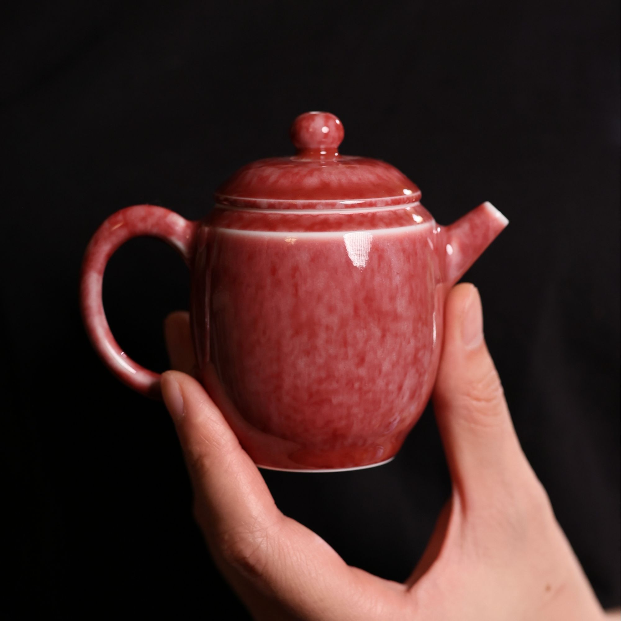 豇豆红润窑口集思茶壶约130CC球孔茶具家用