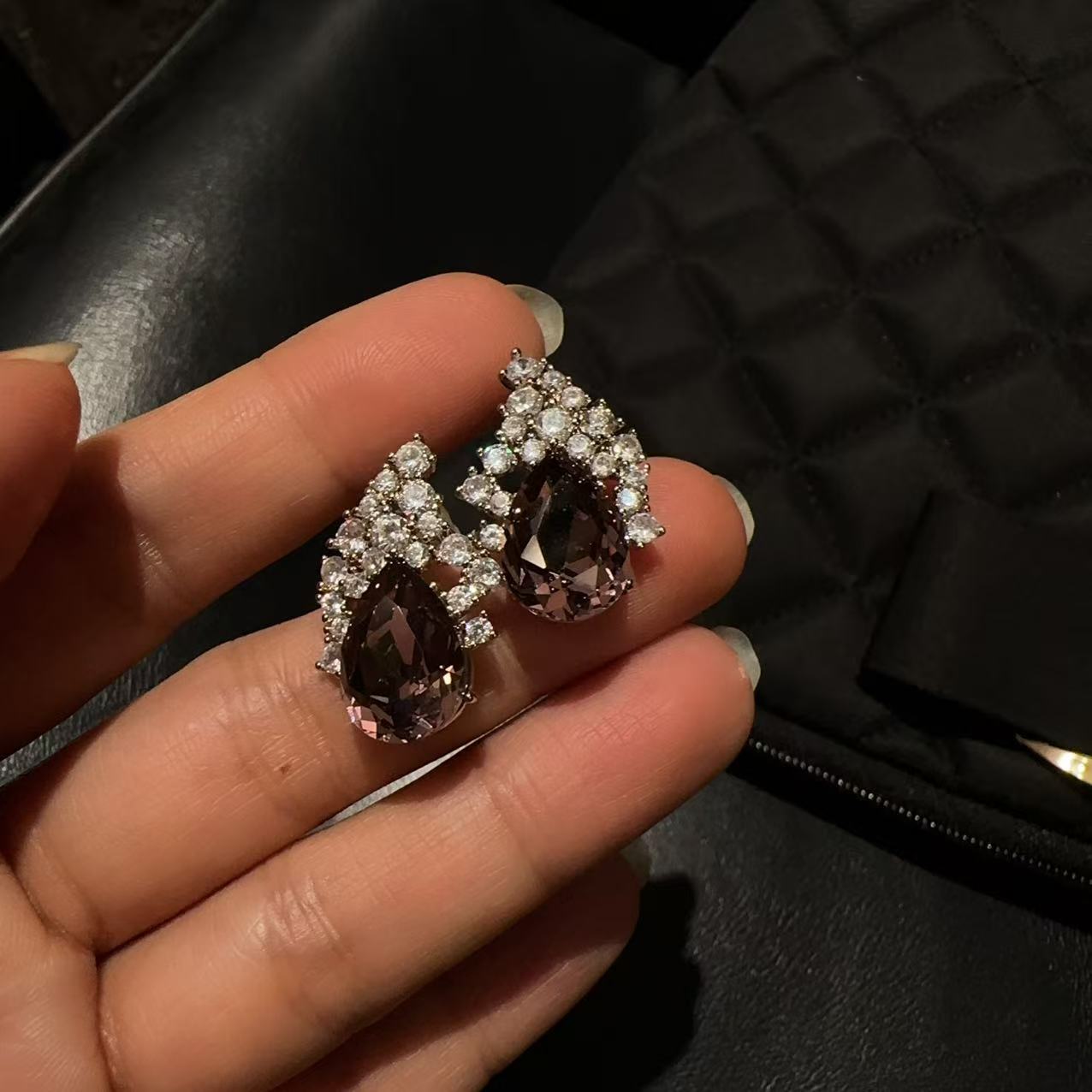 合金耳饰 东大门闪闪耳钉R9780