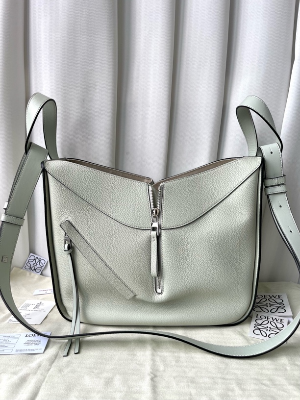 99新 LOEWE/罗意威 气泡绿小号吊床包托特手提单肩斜挎包