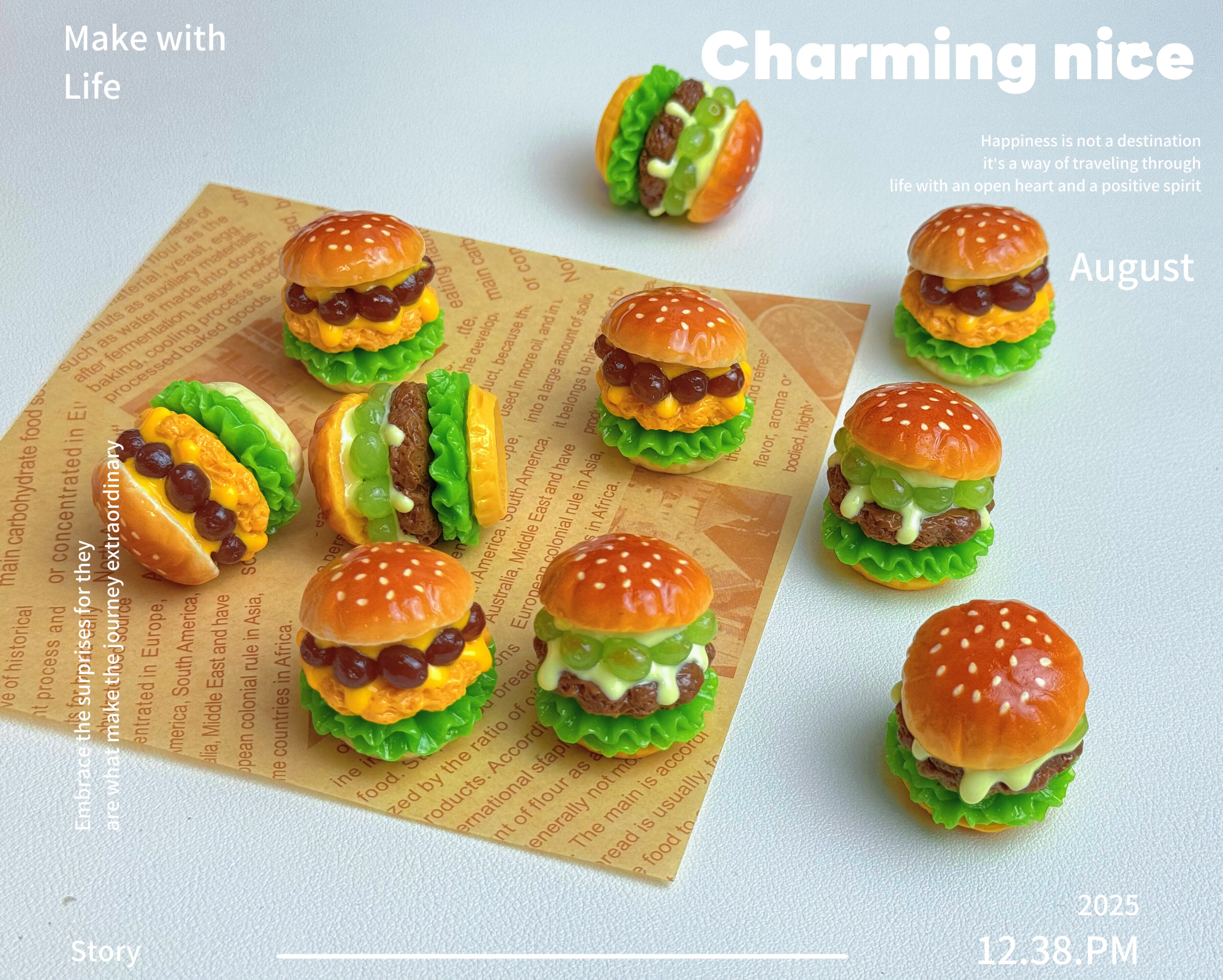 【泡芙定制-葡萄汉堡】diy树脂食玩