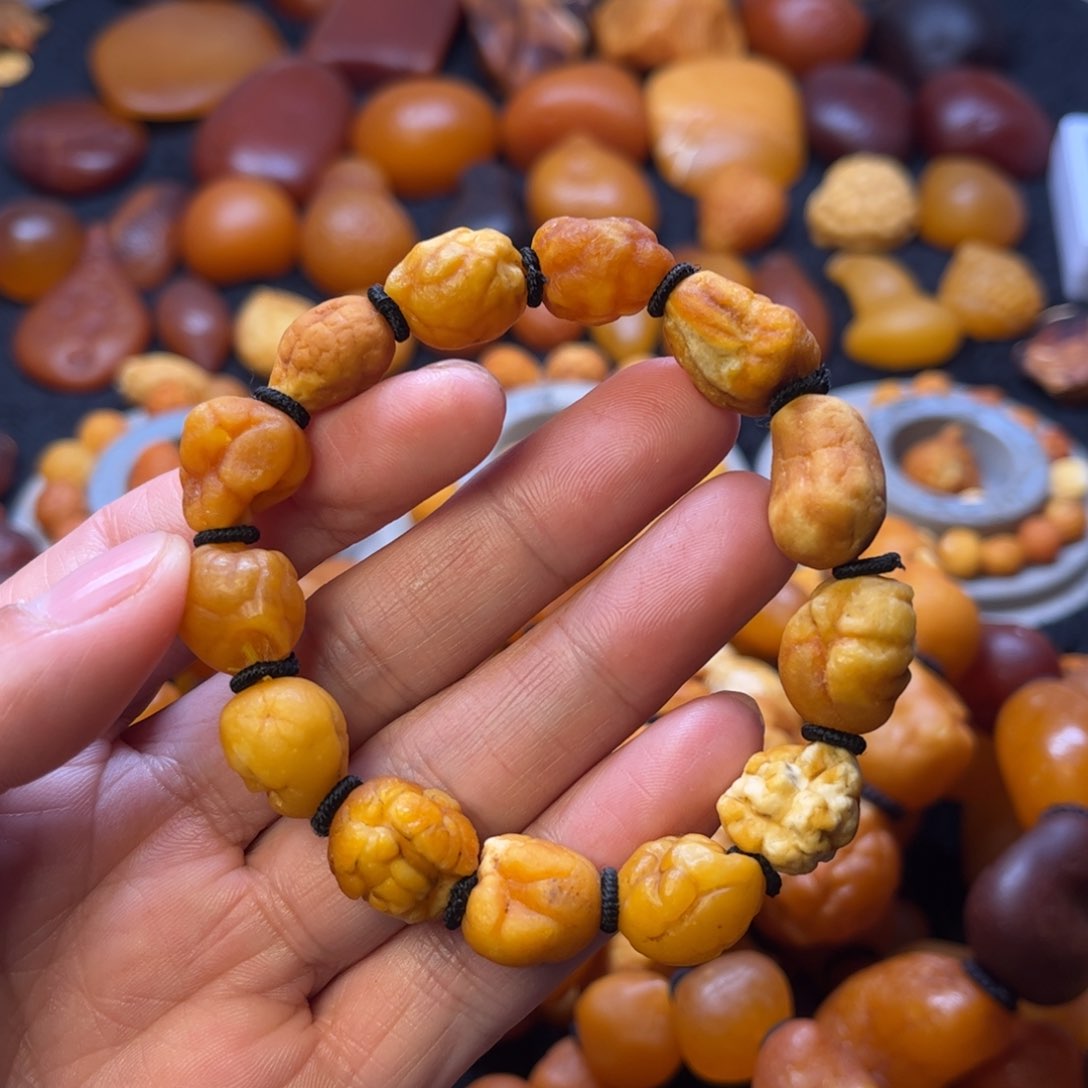 琥珀裸石未镶嵌天然蜜蜡手串