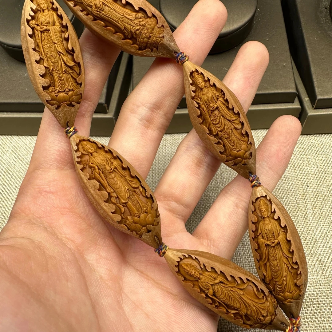 藏越，原皮风景观音橄榄核手串12