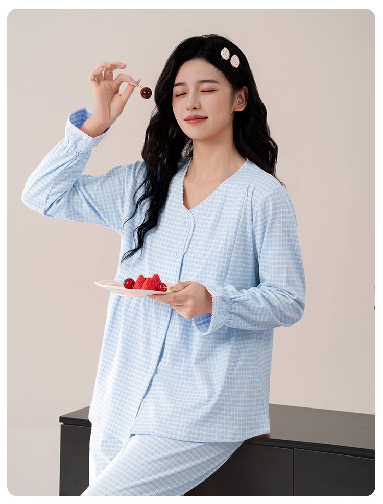 大码月子服秋冬款产后哺乳孕妇睡衣冬季加绒保暖产妇家居服9660