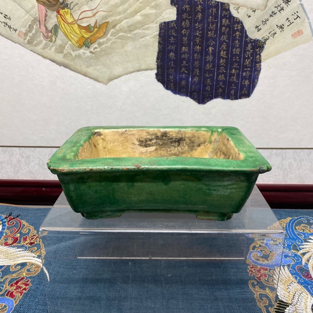 民国绿釉水仙盆51/古玩/KC20250214010