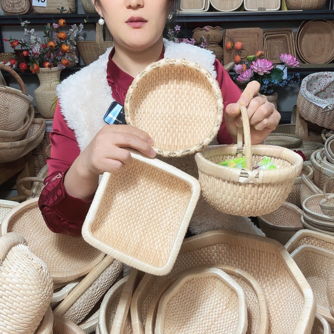 渔***鱼木精品方16+花边15+16厘米箢子