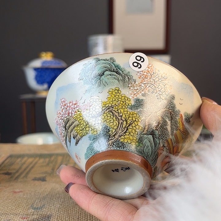 摆件景德柴烧茶杯多人