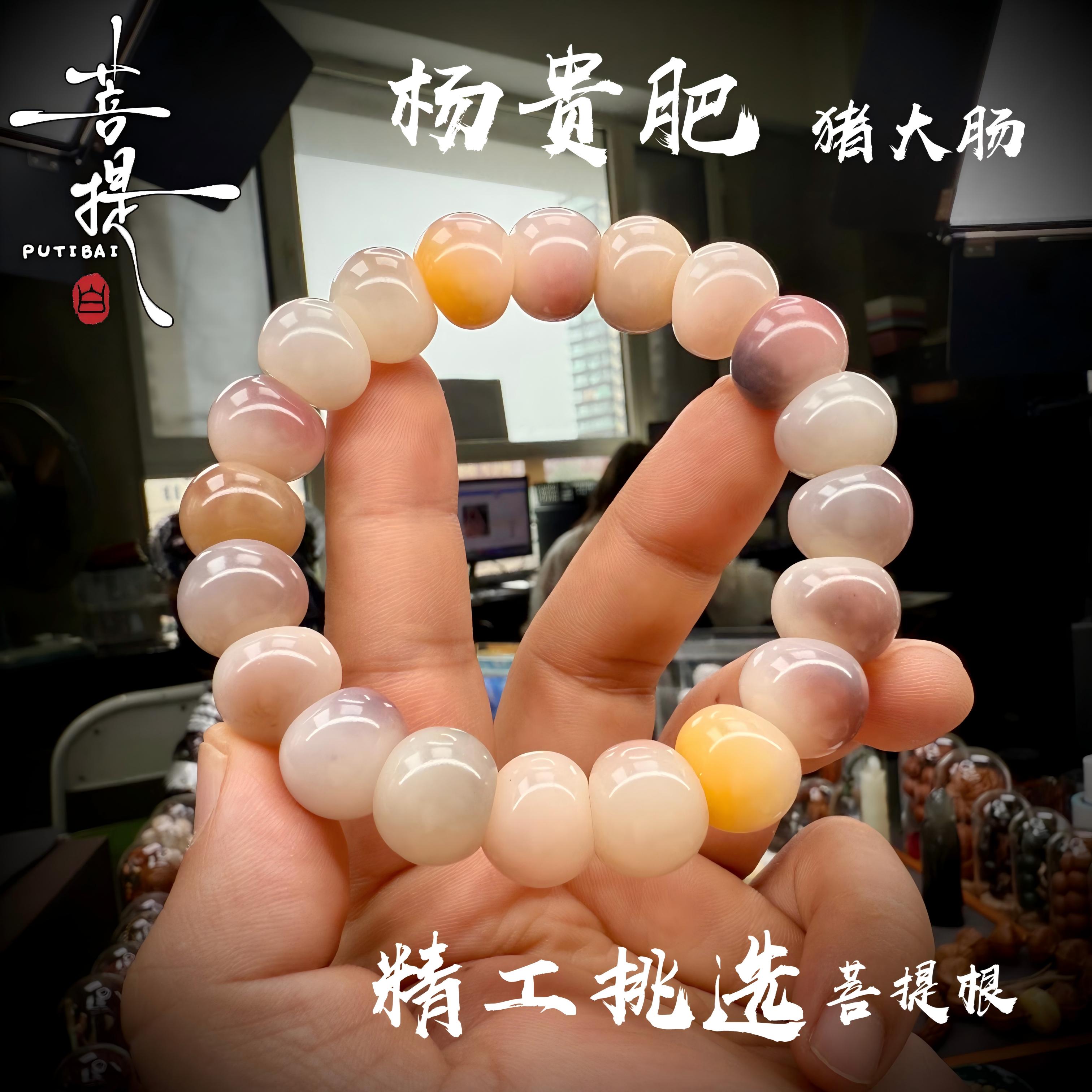 PUTIBAI菩提白 纯天然无染色杨贵肥猪大肠菩提根男女文玩手串圈