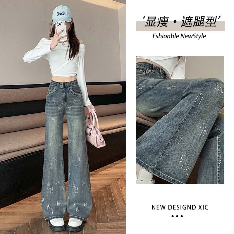 【H3503】烫钻弹力微辣牛仔裤女