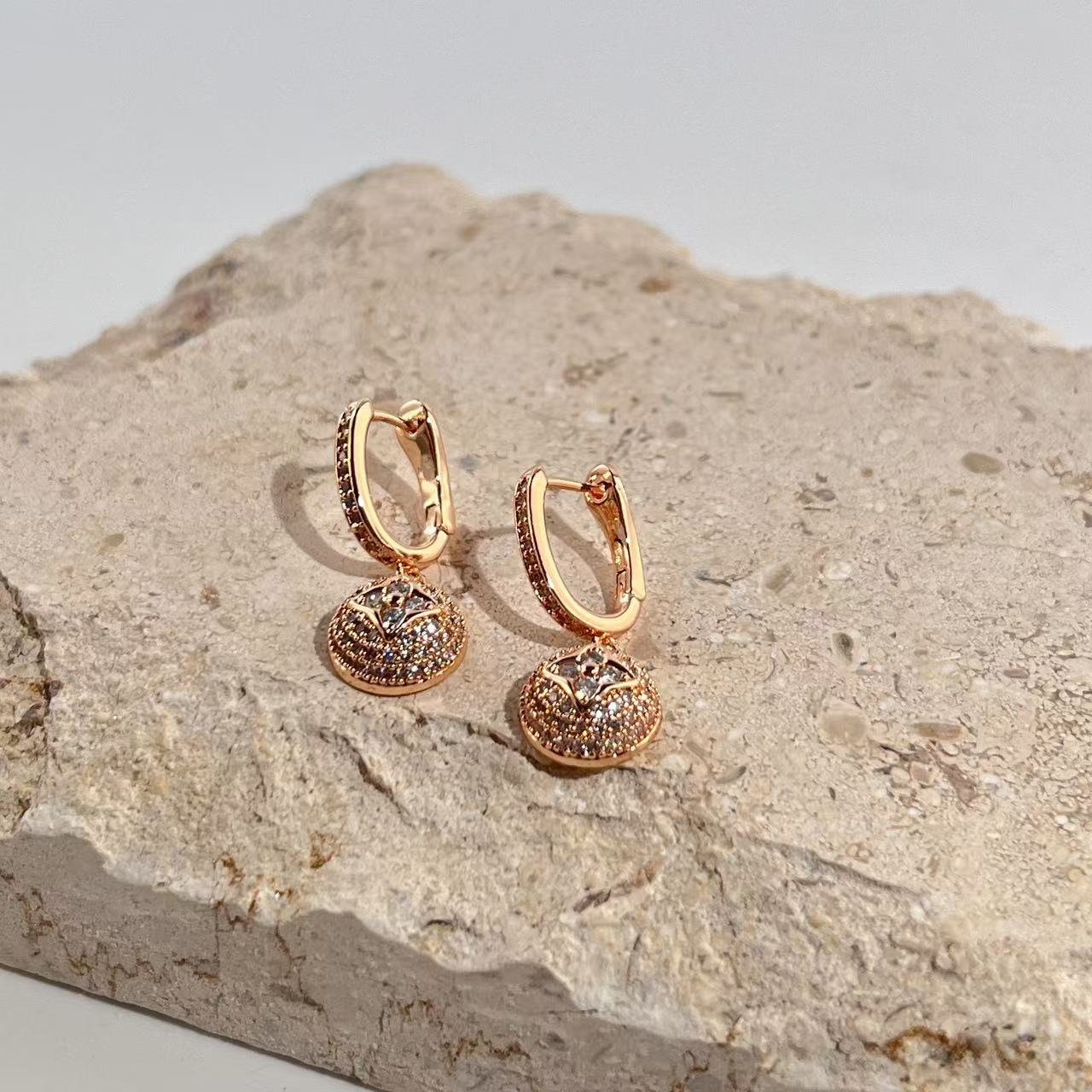 铜合金耳饰 时尚简约小众玫瑰金色耳扣ES292