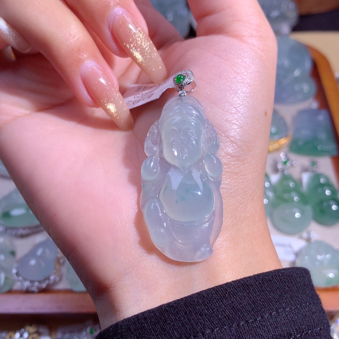 翡翠吊坠(不含链)18K金镶嵌