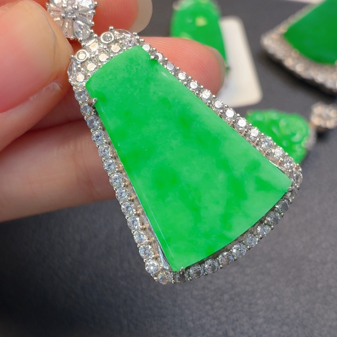 翡翠银S925镶嵌吊坠(不含链)