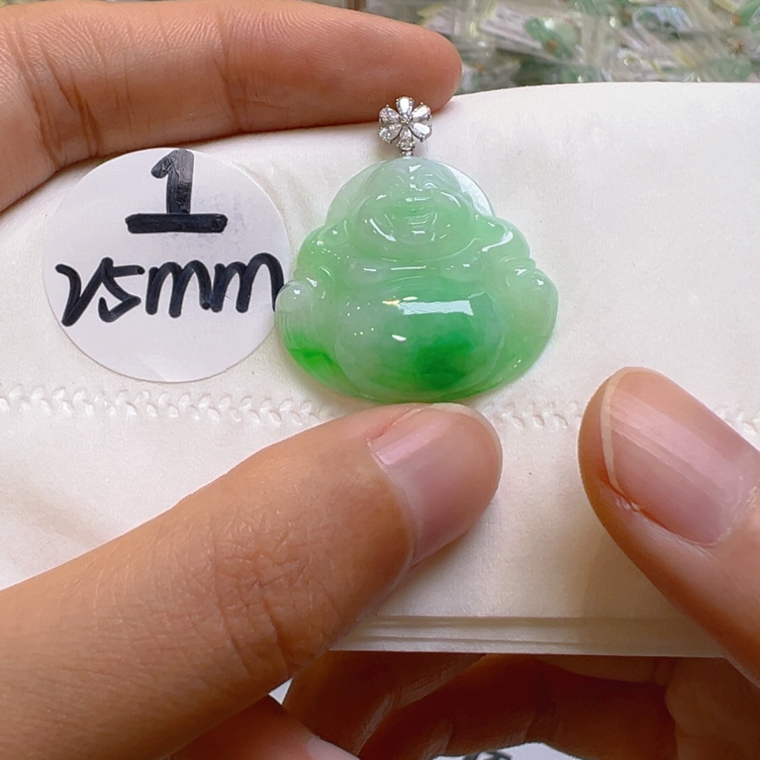 翡翠18K金镶嵌吊坠(不含链)