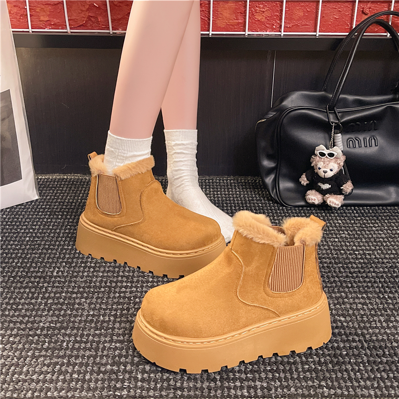 时尚雪地靴女士冬季加绒厚底短靴冬季短靴百搭雪地靴