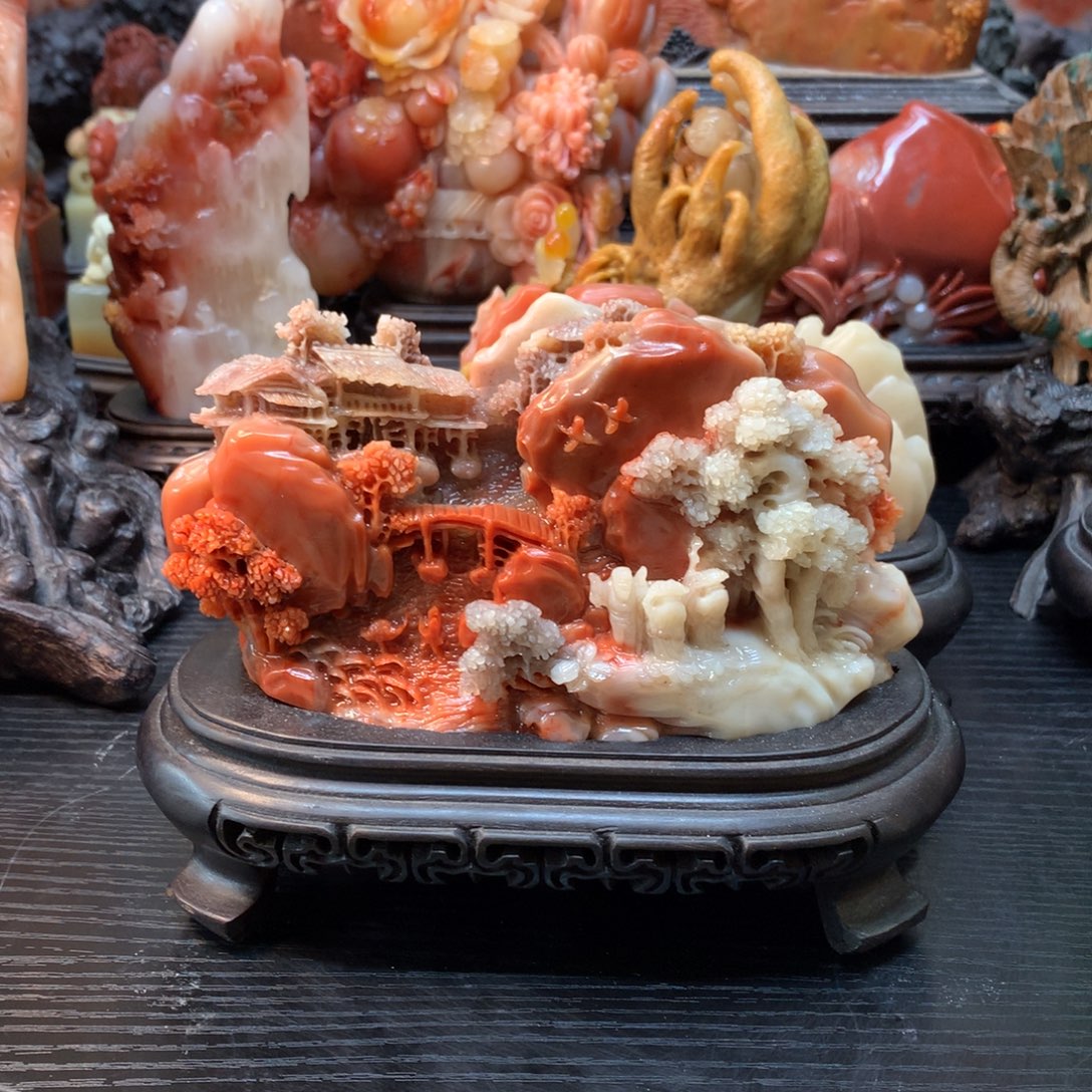 冰***花寿山石寿山石摆件