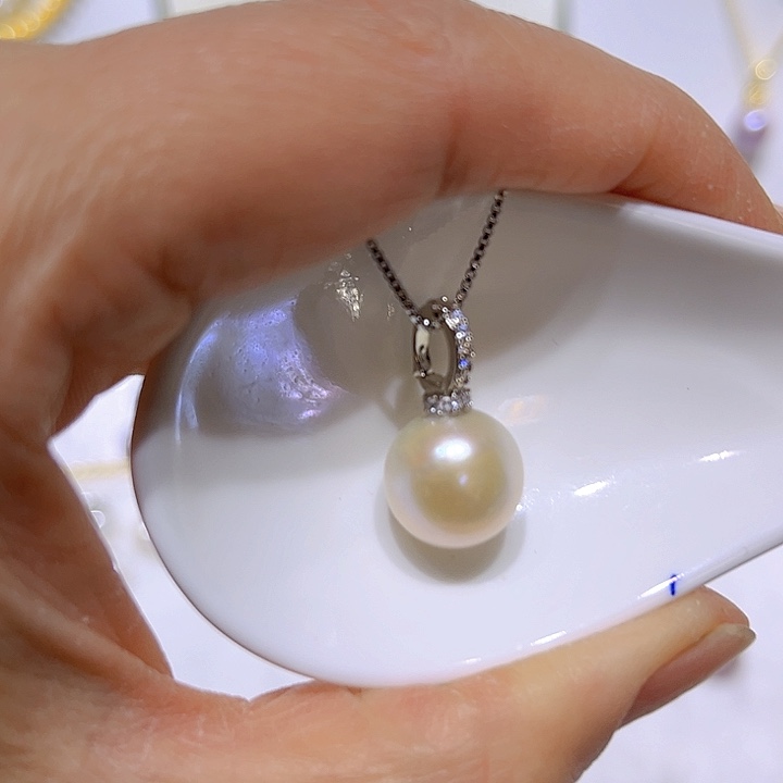 淡水珍珠白珠银色奶嘴扣银S925镶嵌