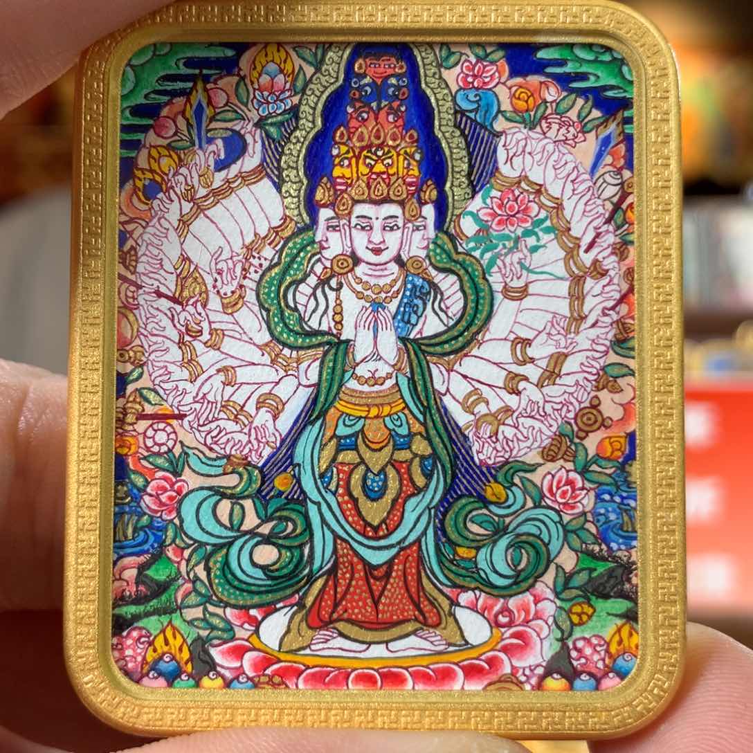 吊坠热贡纯手绘唐卡千手作品