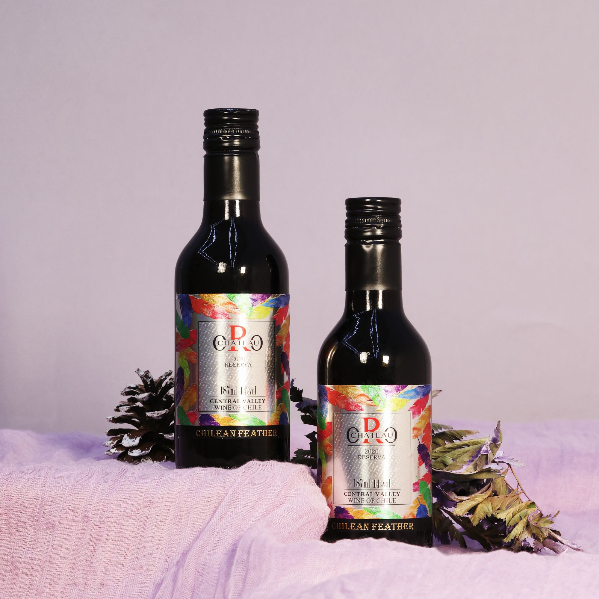 【智利进口】木莱特欧洛酒庄羽毛干红葡萄酒187ml  *2