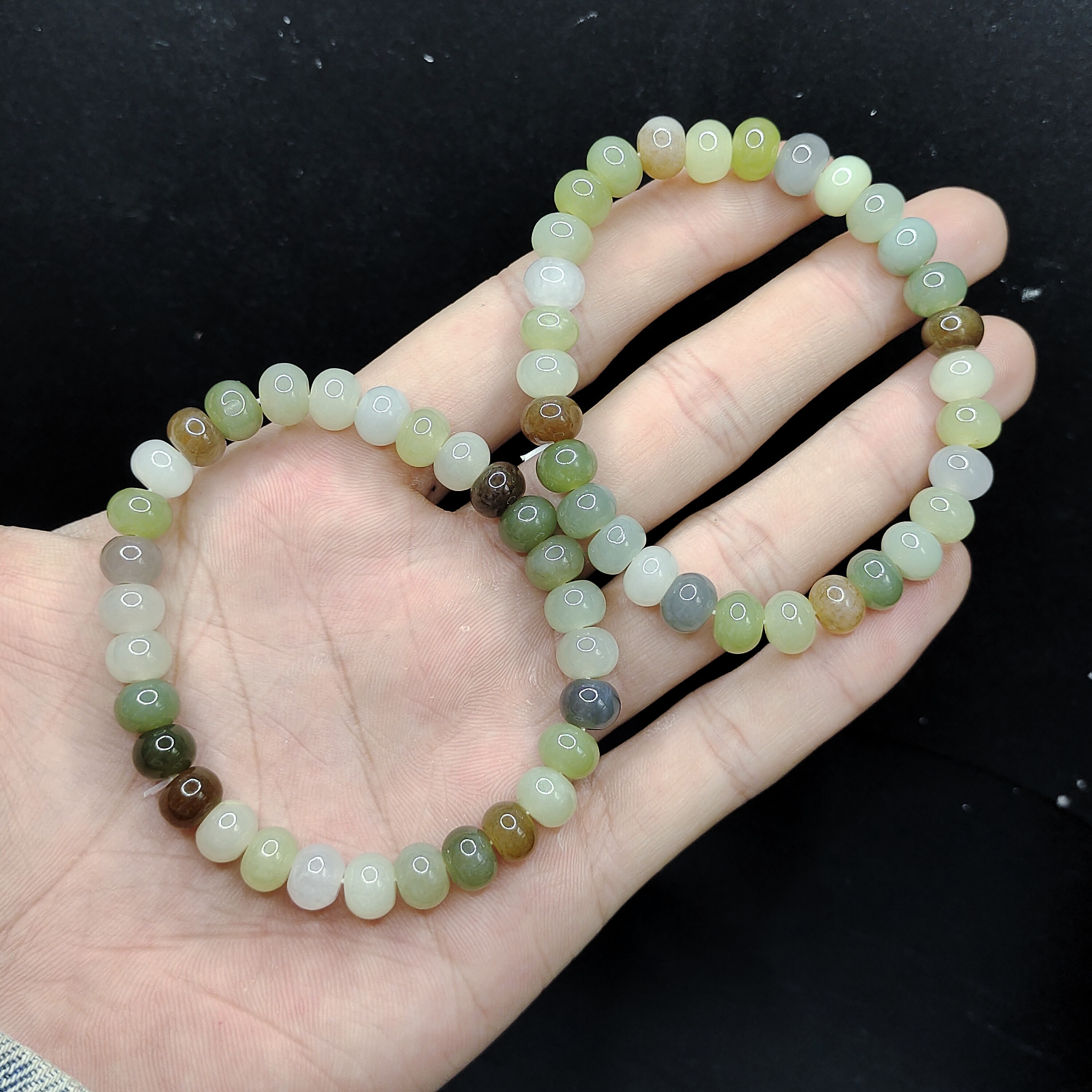 【老三珠宝】和田玉DIY单圈手串LW1【多样性发其一】约8mm