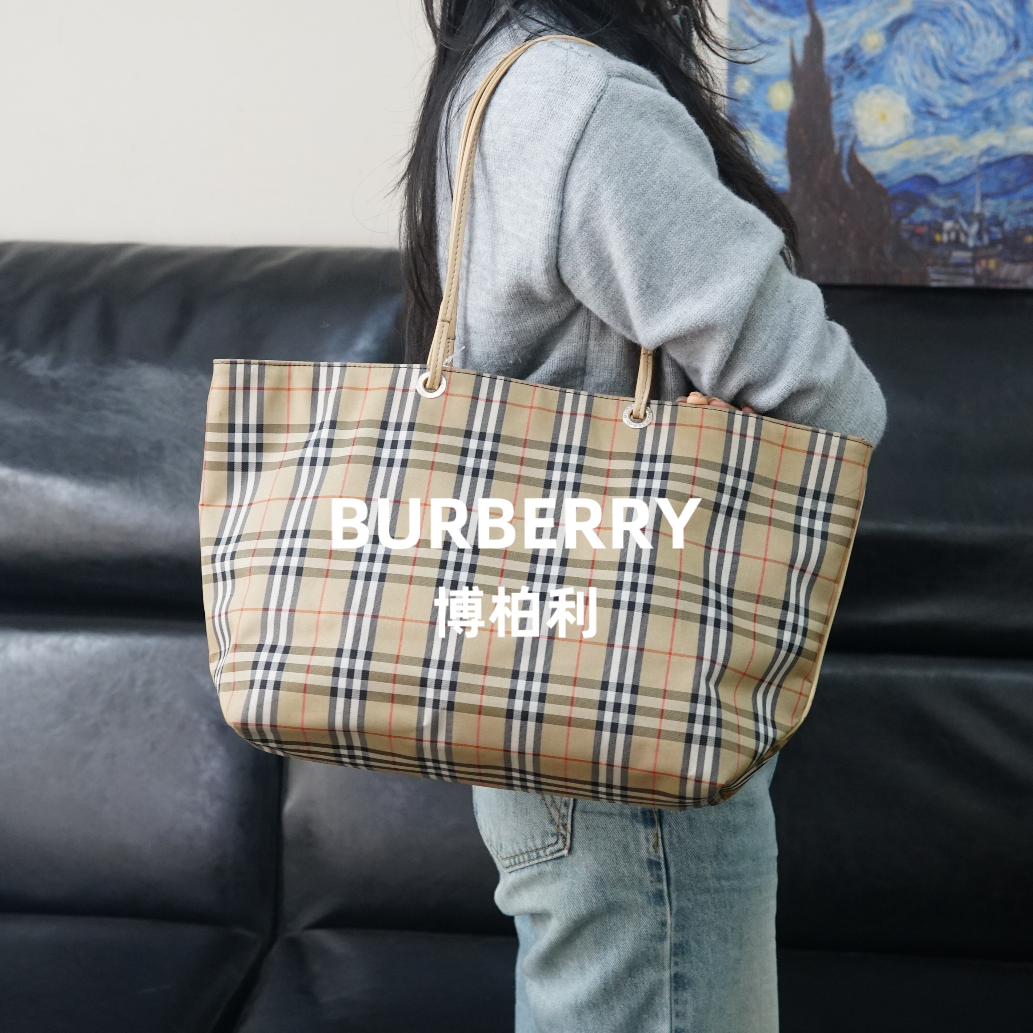 95新 BURBERRY/博柏利 巴宝莉/格纹单肩包/KH01309073/9073