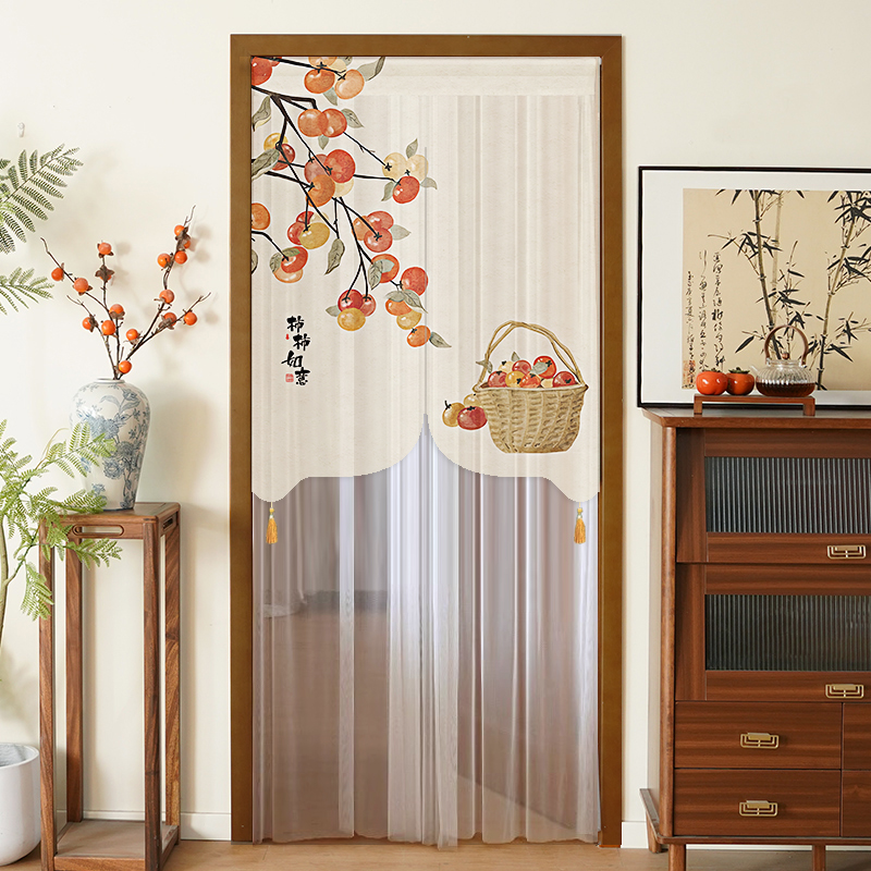 大尺寸新中式门帘中国风竹节纱玄关隔断帘卧室禅意半截遮挡帘子