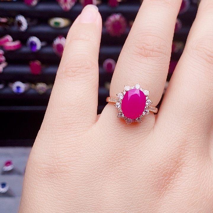 红宝石银S925镶嵌戒指