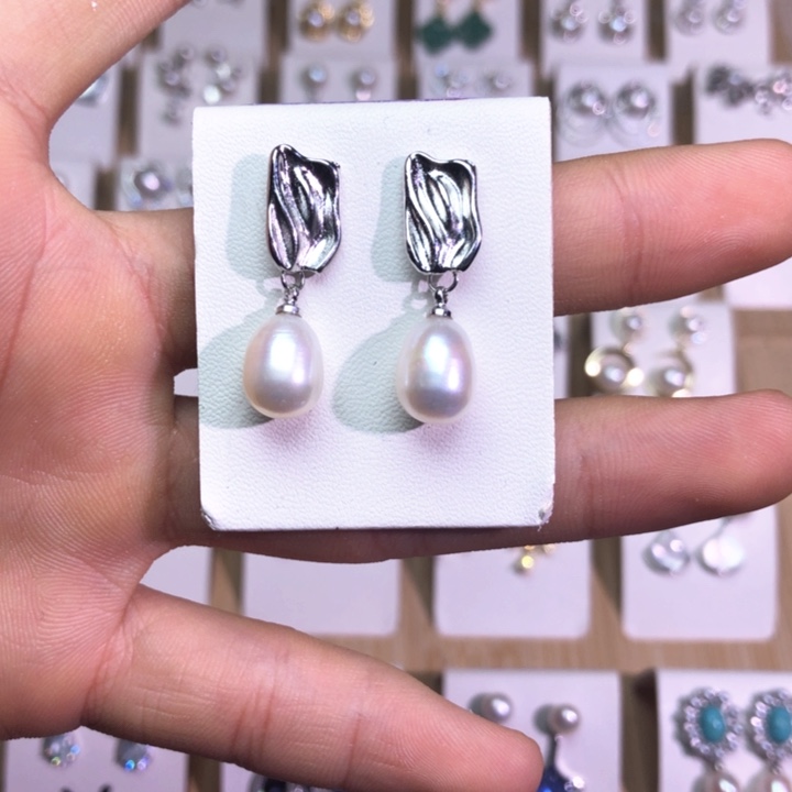 淡水珍珠耳饰银S925镶嵌