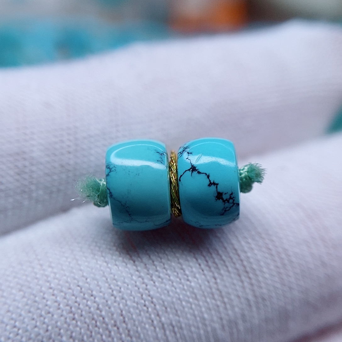 绿松石直切对珠7.9未镶嵌