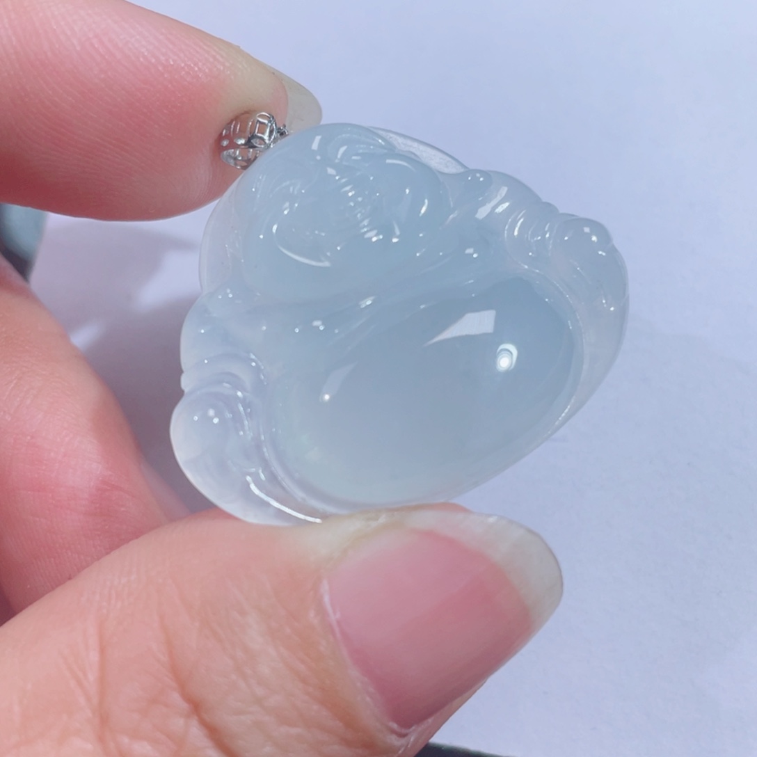 翡翠18K金镶嵌颈饰佛公