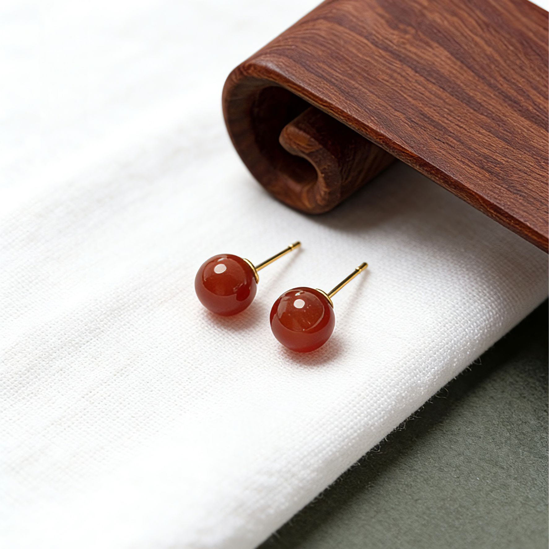 【乾记】玛瑙耳钉一对