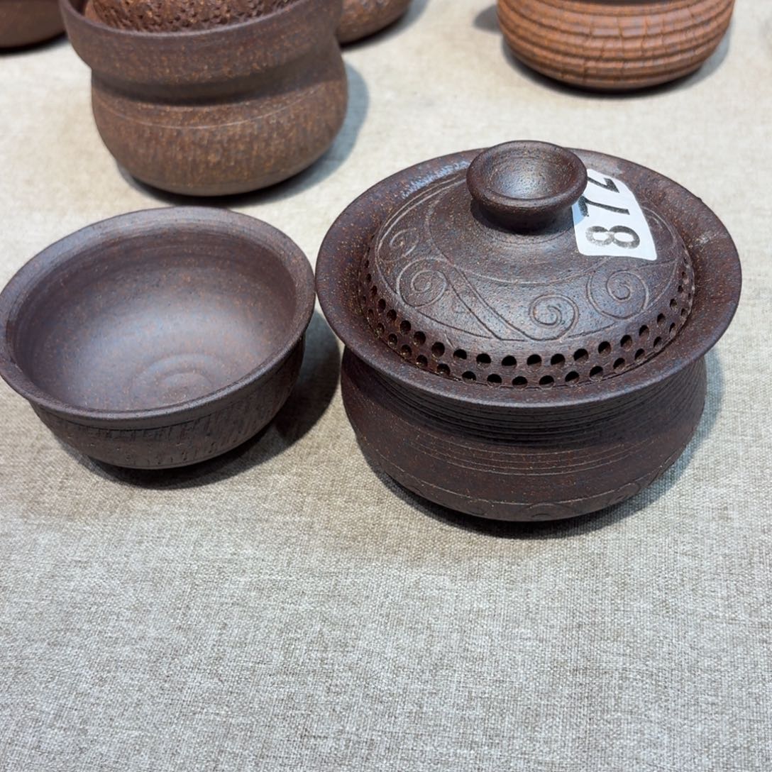 茶具粗瓷茶具素胎无釉盖碗