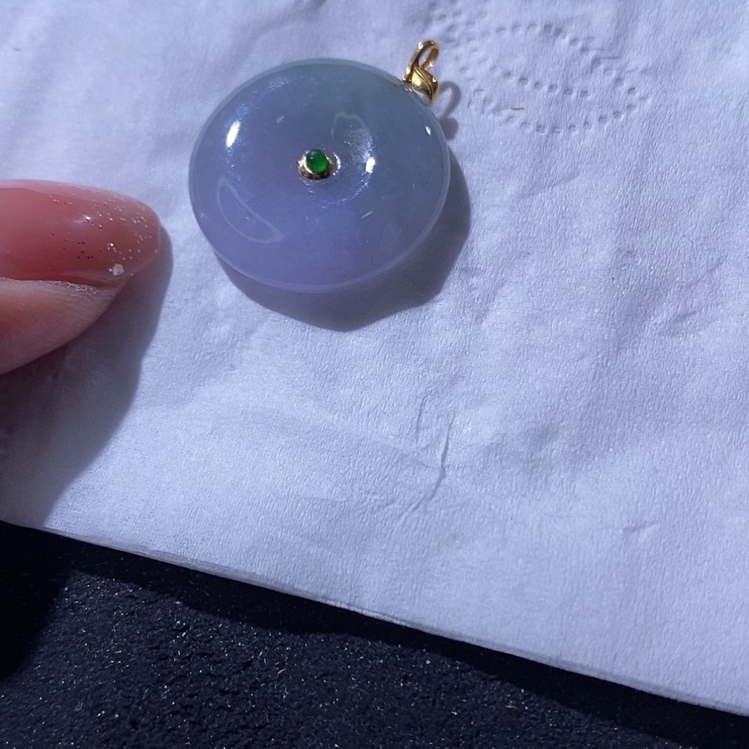 翡翠吊坠(不含链)18K金镶嵌