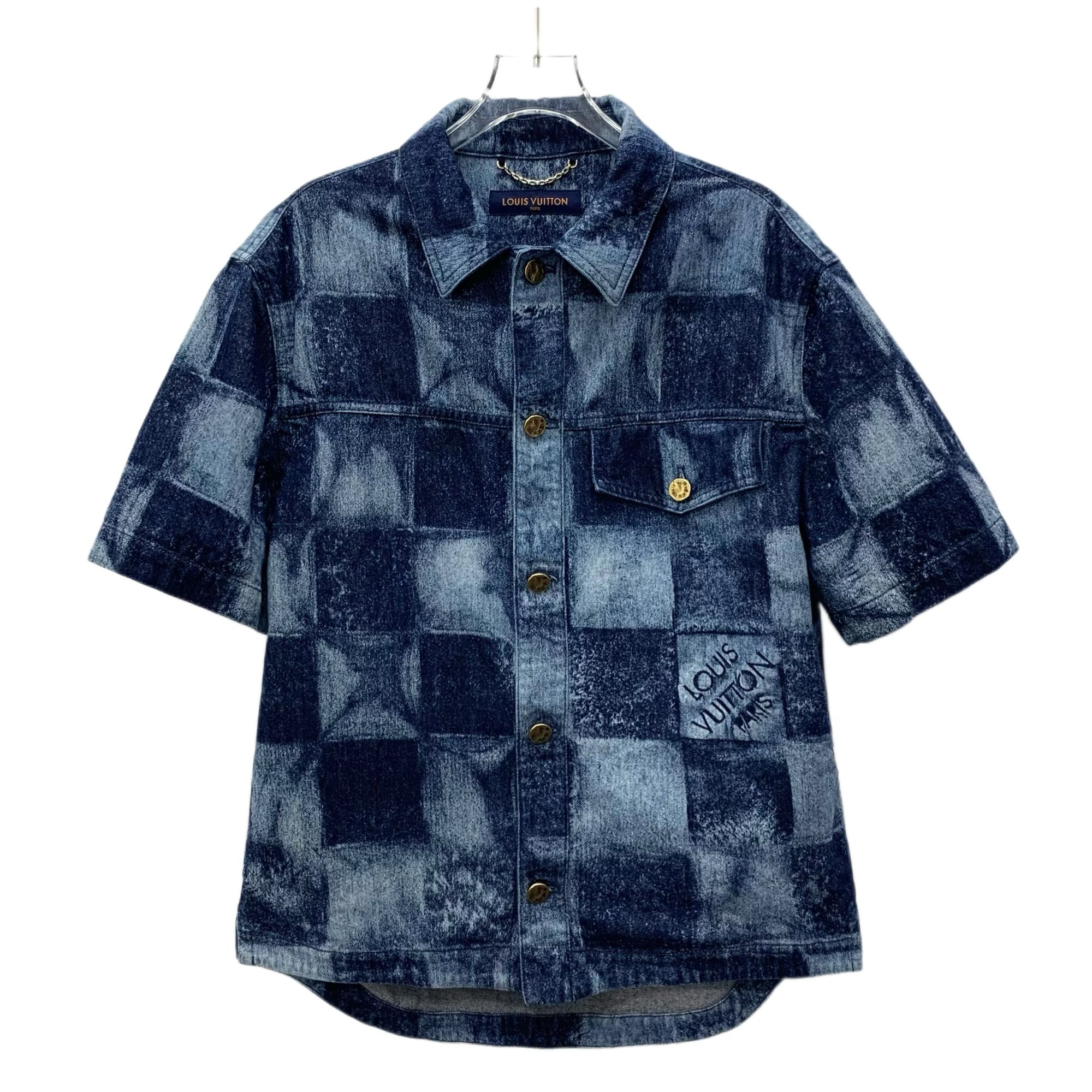 99新 LouisVuitton/路易威登 EM0116  棋盘格牛仔衬衫 S码