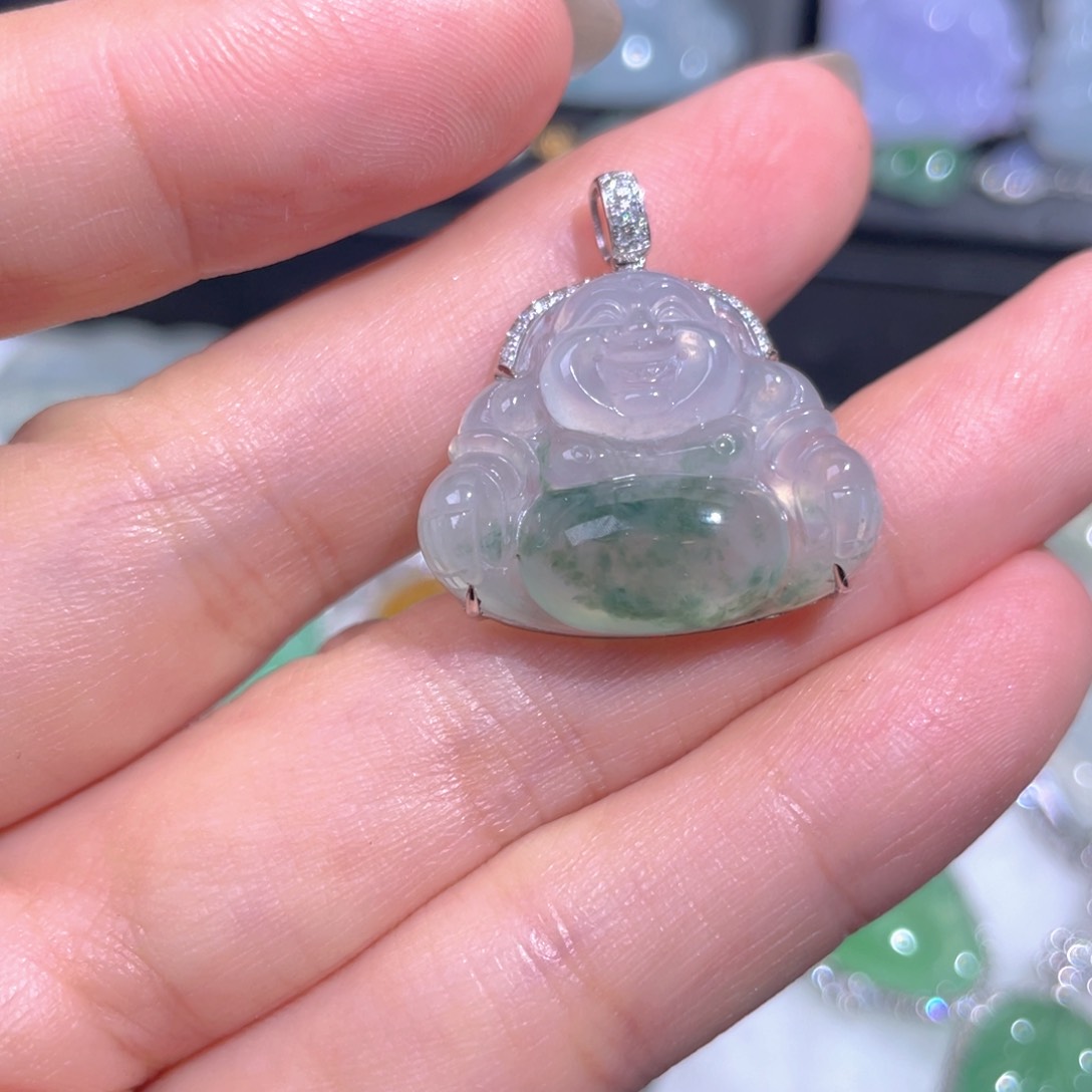 颈饰18K金镶嵌翡翠翡翠