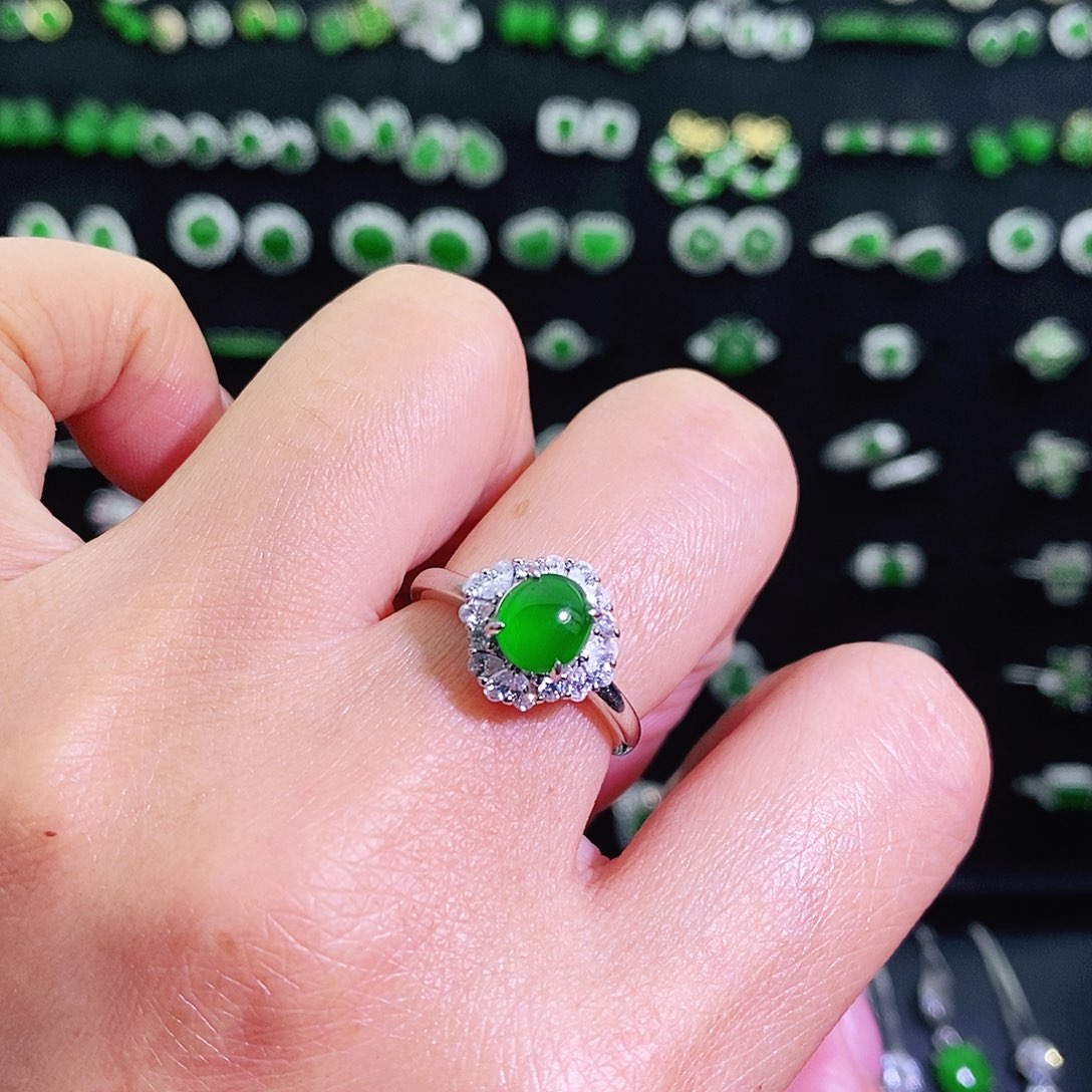 翡翠银S925镶嵌戒指多样性