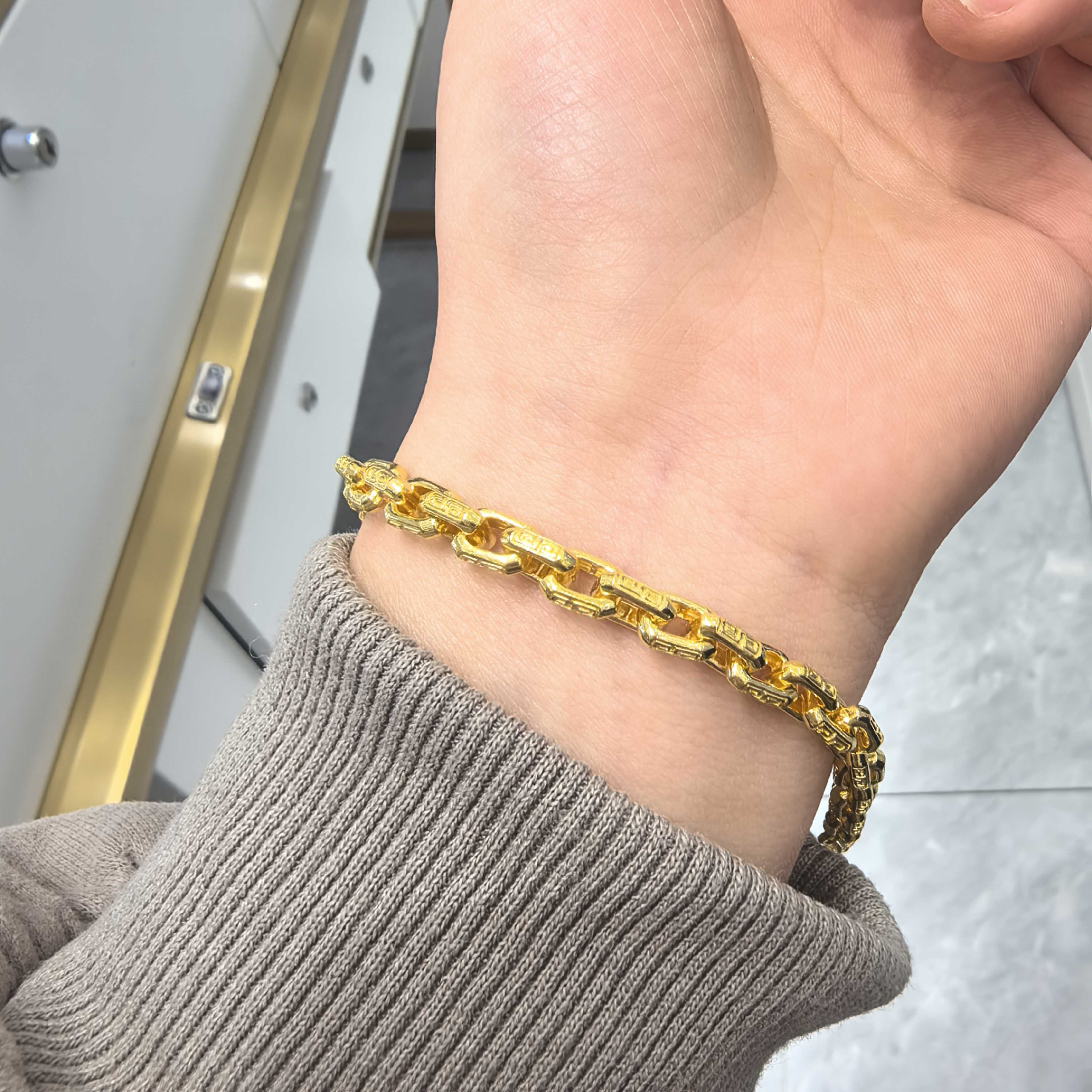 Chow Tai Seng/周大生足金手链中性风链条款百搭大气新年礼物情人