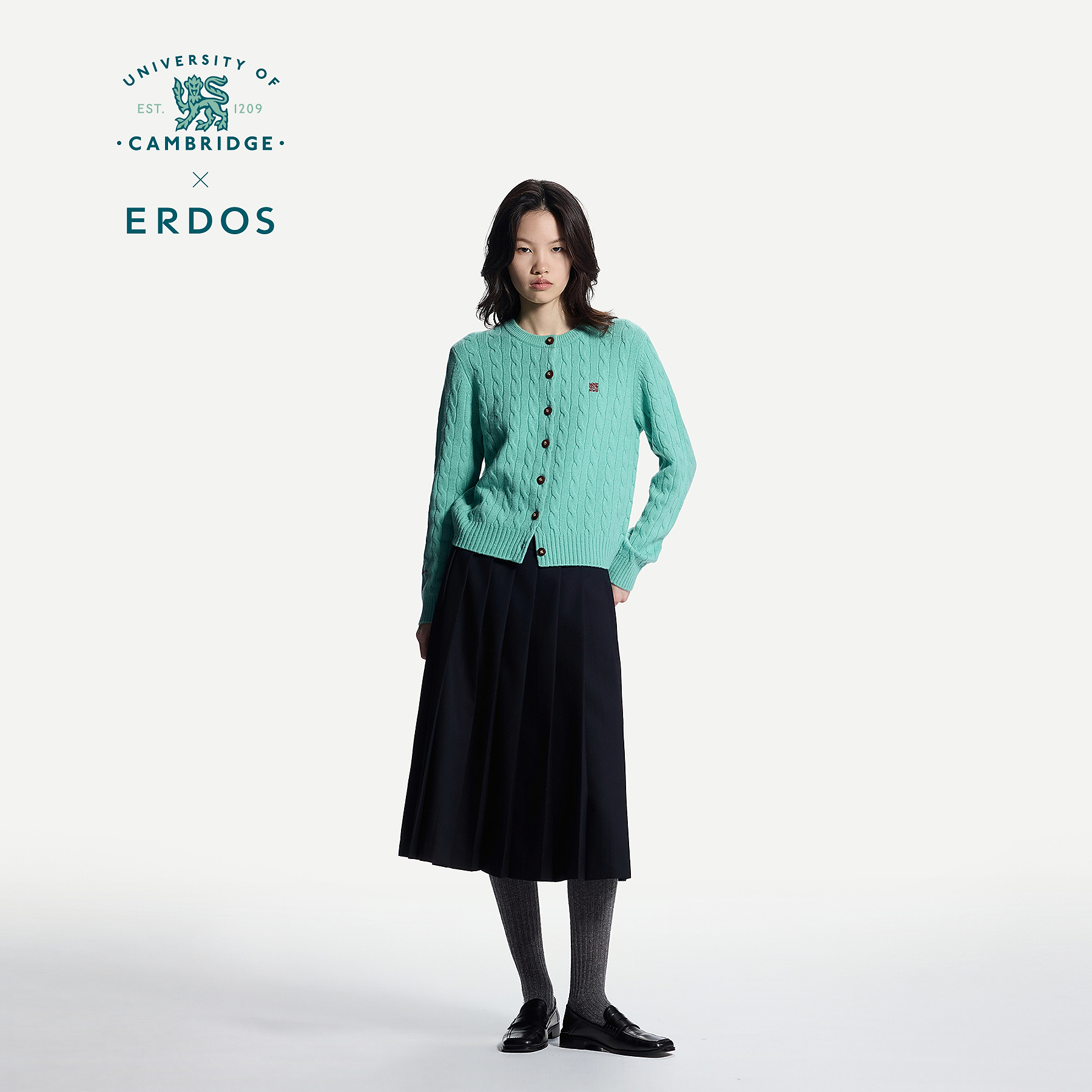 ERDOS×剑桥大学联名系列 26秋冬新品女士百褶半身伞裙明星同款