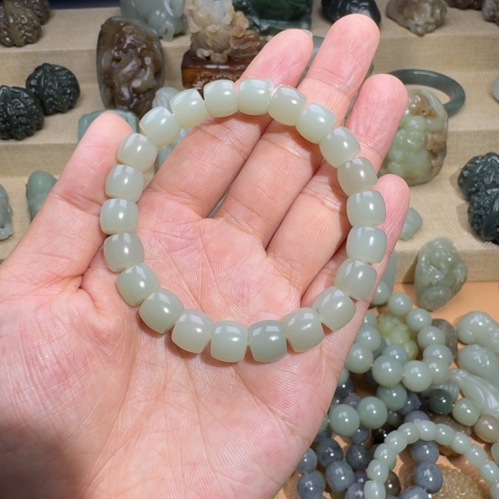 和田玉未镶嵌颈饰如**珠