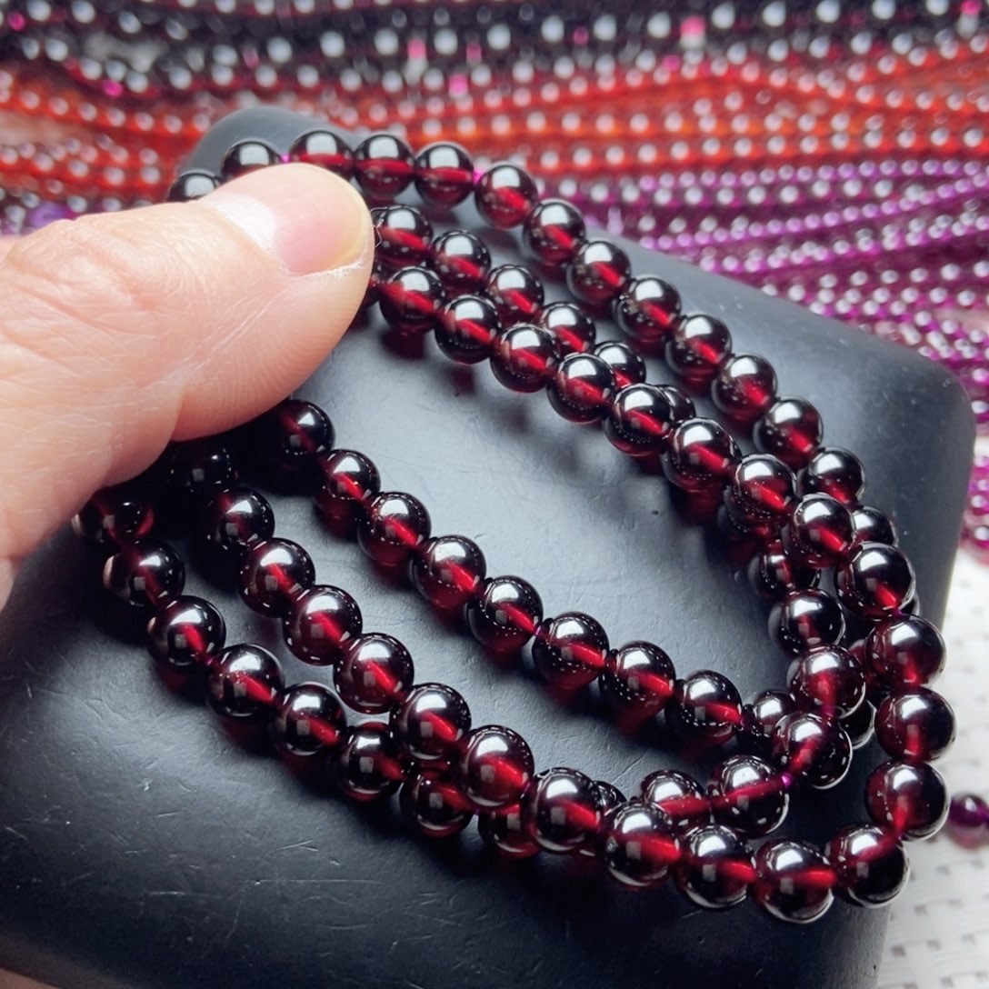 石榴石手链未镶嵌超****?6.6酒红色毕业级10