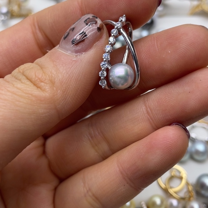 海水珍珠吊坠(不含链)银S925镶嵌