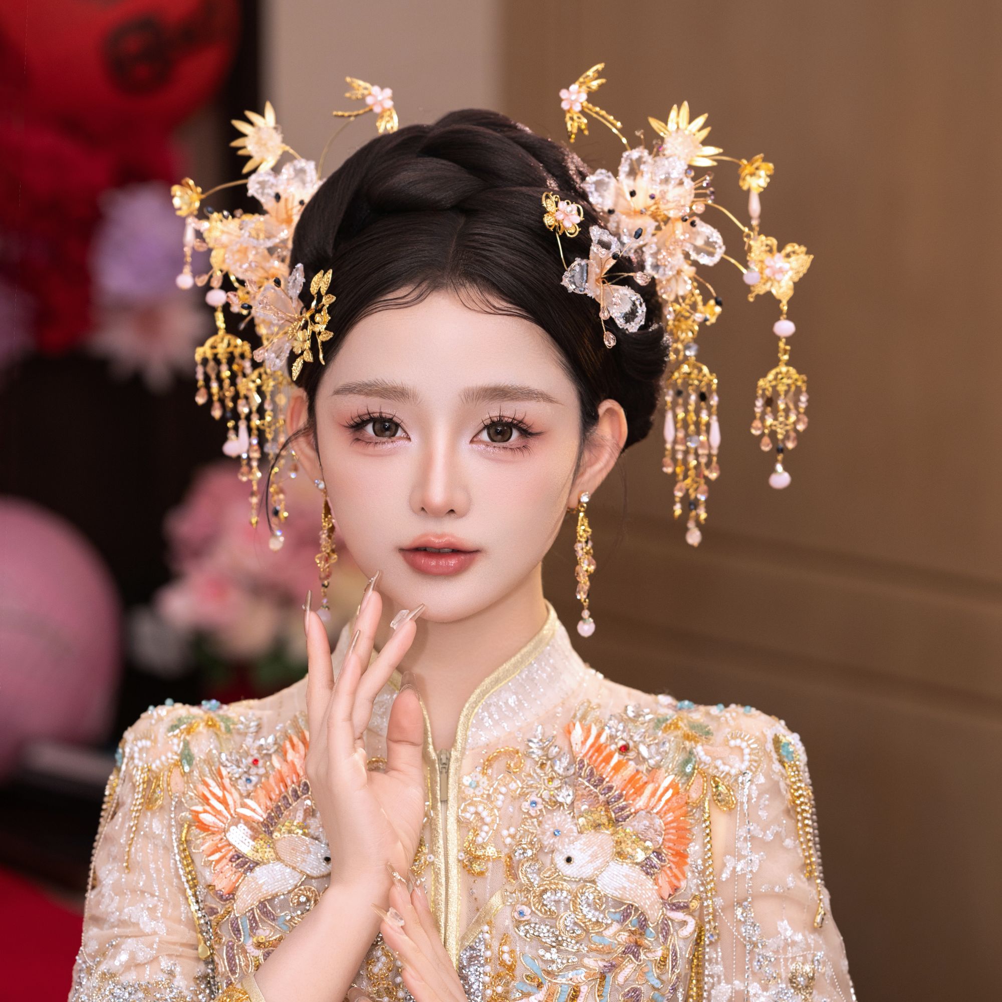 15315喜看优选气质古风大气皇冠流苏明制步摇宫廷水凝胶新娘头饰