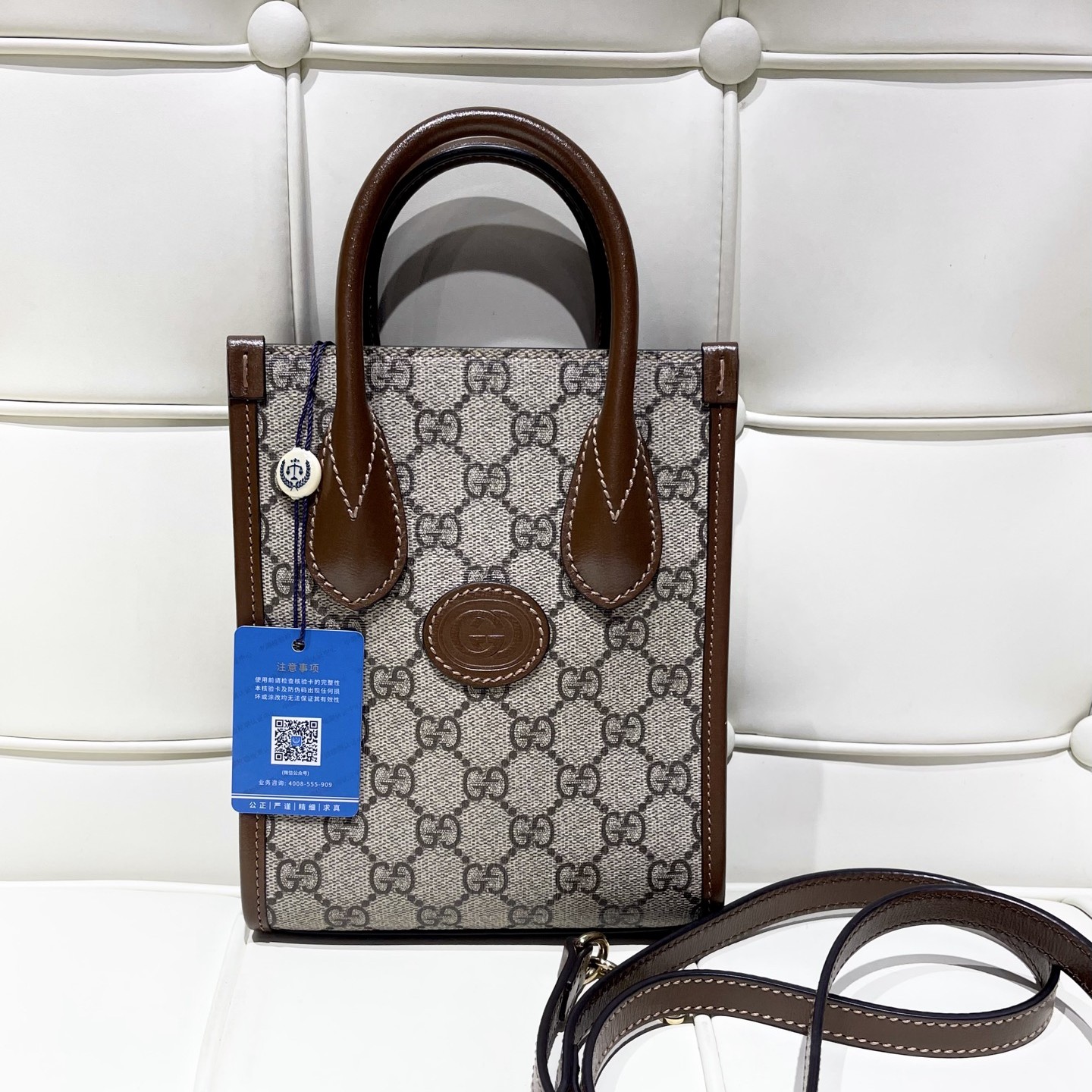 95新 GUCCI/古驰 119554 古驰老花琴谱托特mini手提斜挎包