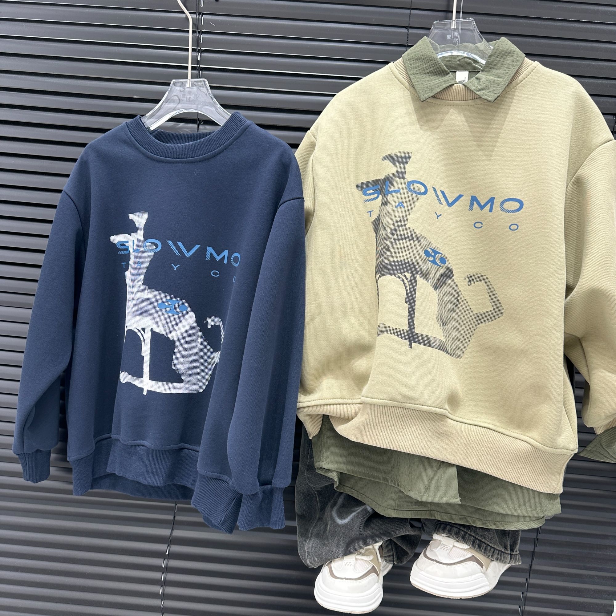 毫 2025 【X】2月11日 男童女童时尚藏青色印花卫衣4680-